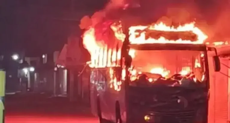 ফুলবাড়িয়ায় বাসে আগুন, চালক নিহত