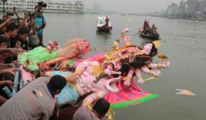 প্রতিমা বিসর্জনে শেষ হলো শারদীয় দুর্গোৎসব